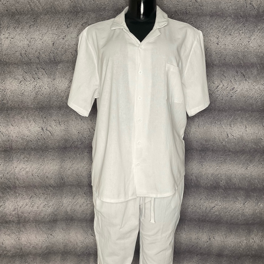 Unisex White Casual Button Down Shirt
